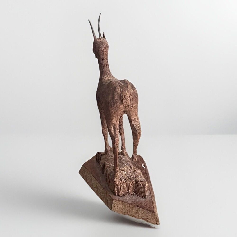 VTG Hand Carved Delicate Black Forest Goat Horns Wood Folk Figurine Signed DK - Picture 7 of 9